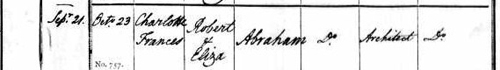 Charlotte Frances Abraham's Birth Record Charlotte Frances Abraham's Birth Record