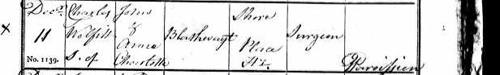 Charles Wellfit Blathwayt's birth record